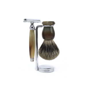 Set de Rasage Sécurité en Corne Blonde